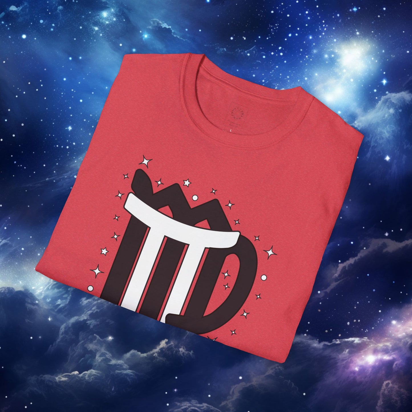 Astrology Zodiac Unisex Softstyle T-Shirt with Virgo and Gemini Symbols and Love Description