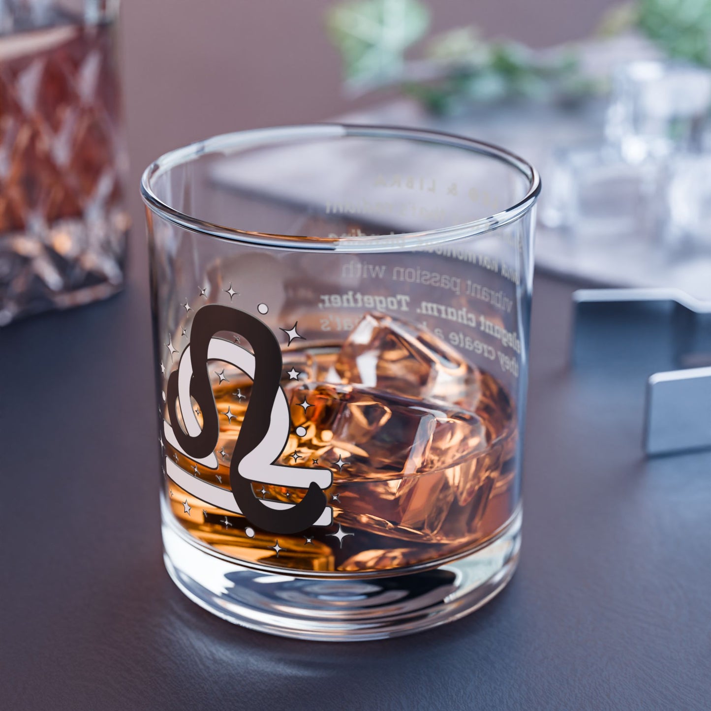 Leo Libra Zodiac Rocks Glass