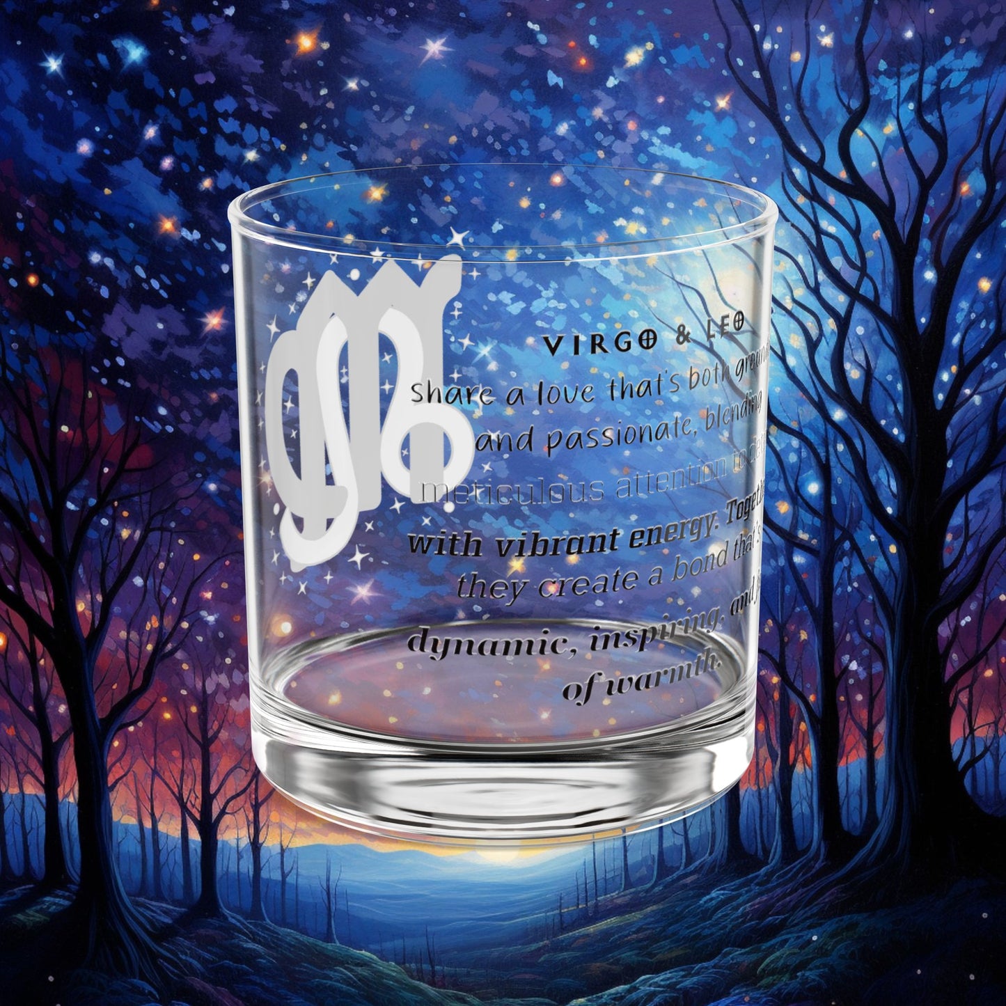 Virgo Leo Zodiac Rocks Glass