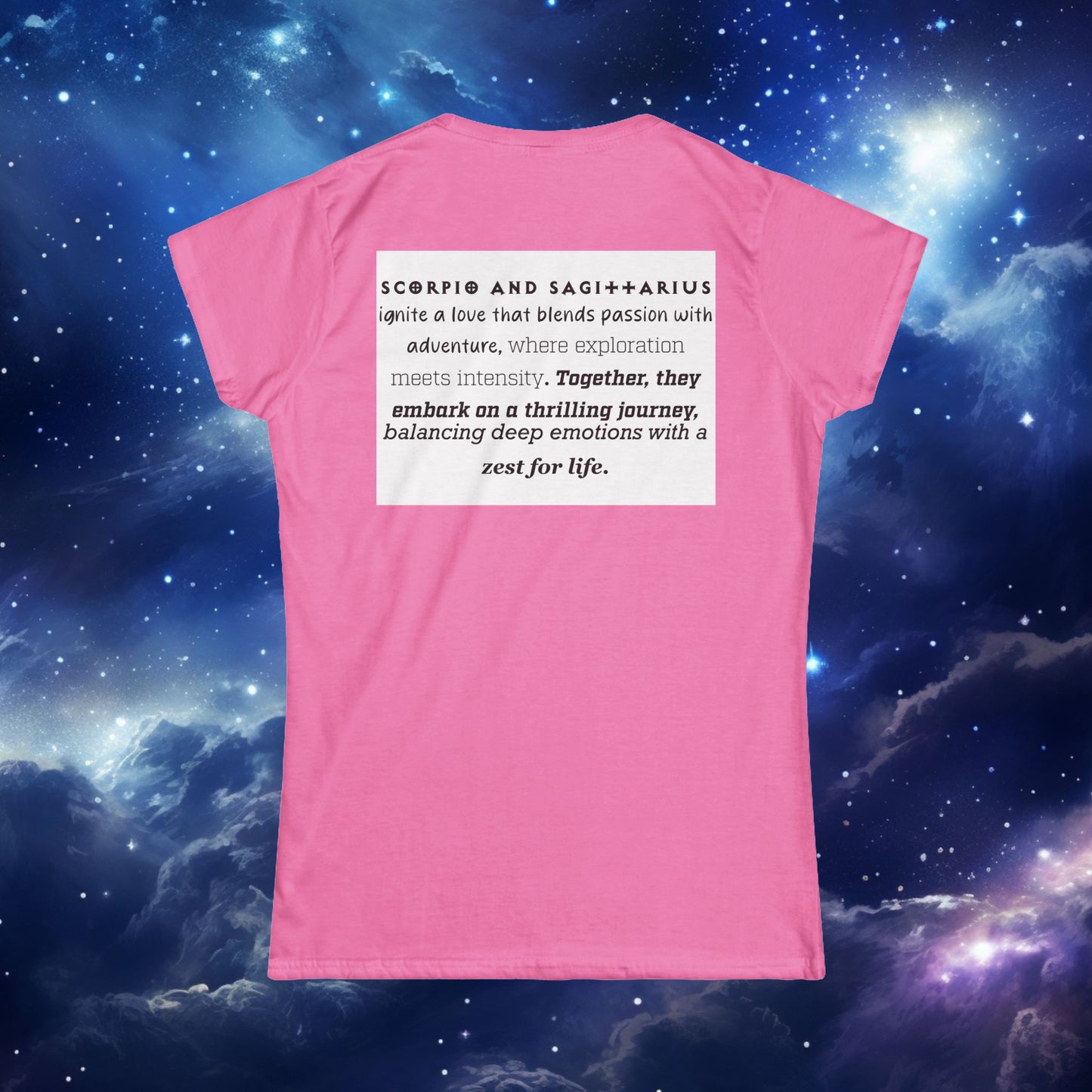 Astrology Zodiac Women's Softstyle Tee Scorpio and Sagittarius with Love Description