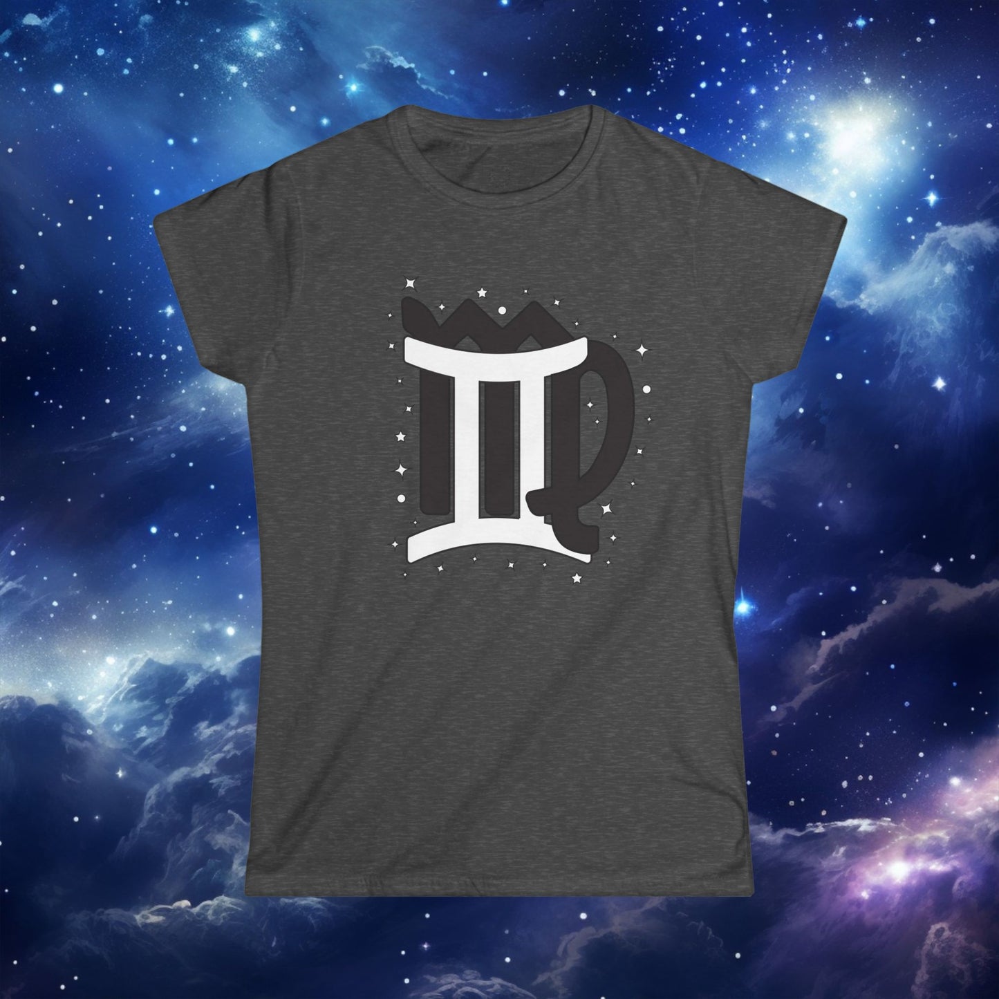 Astrology Zodiac Women's Softstyle Tee with Virgo and Gemini Symbols and Love Description