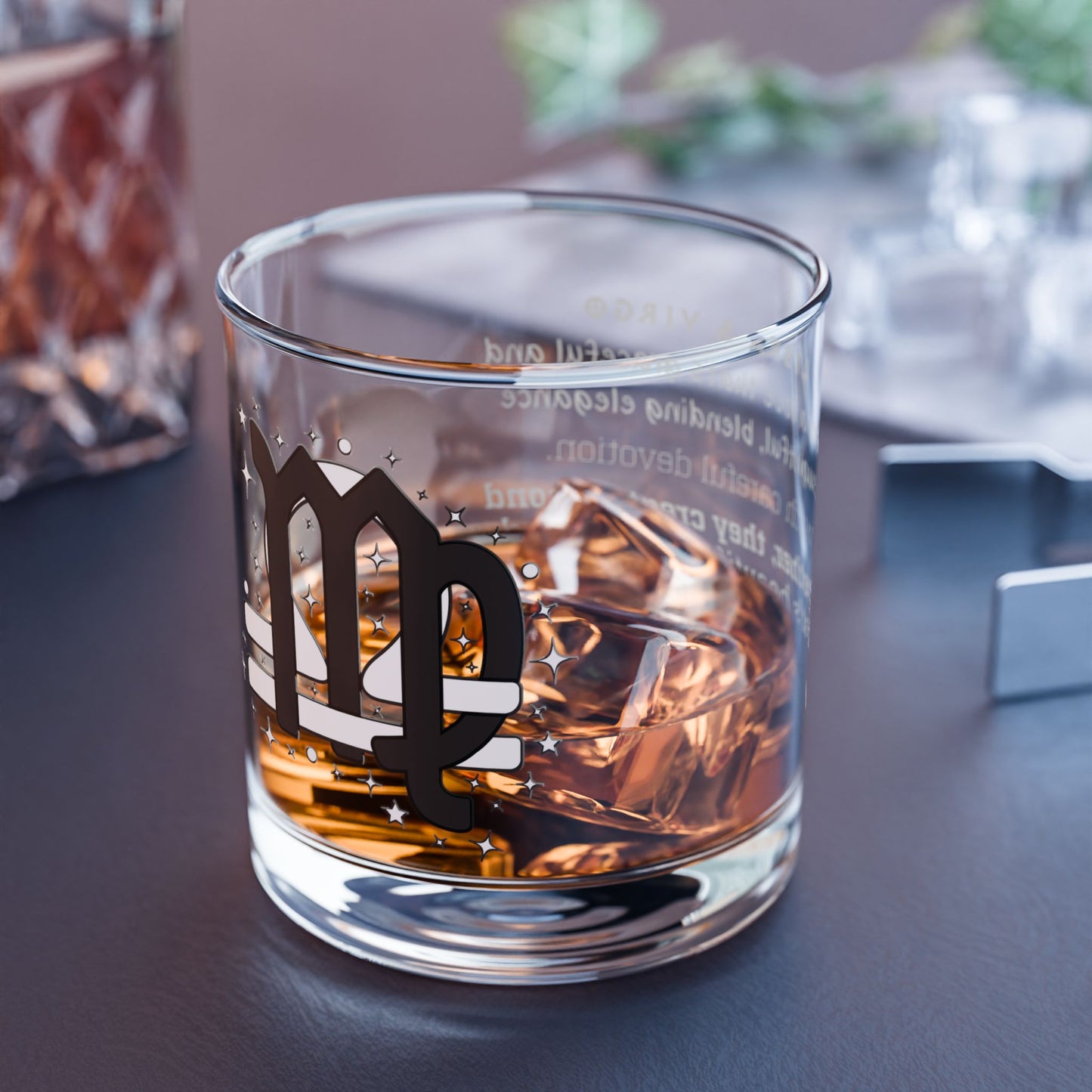 Virgo Libra Zodiac Rocks Glass