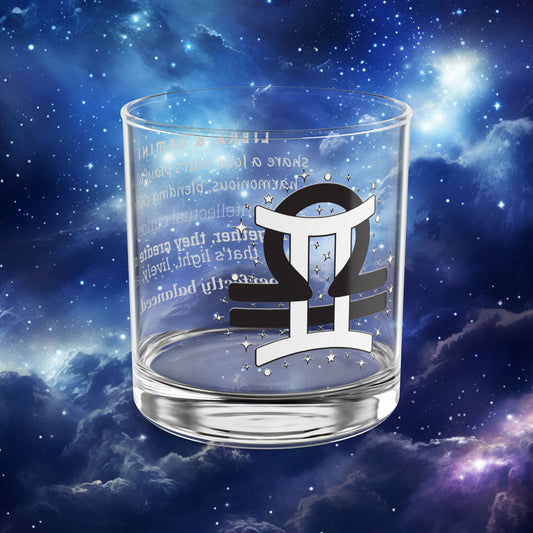 Libra Gemini Zodiac Rocks Glass