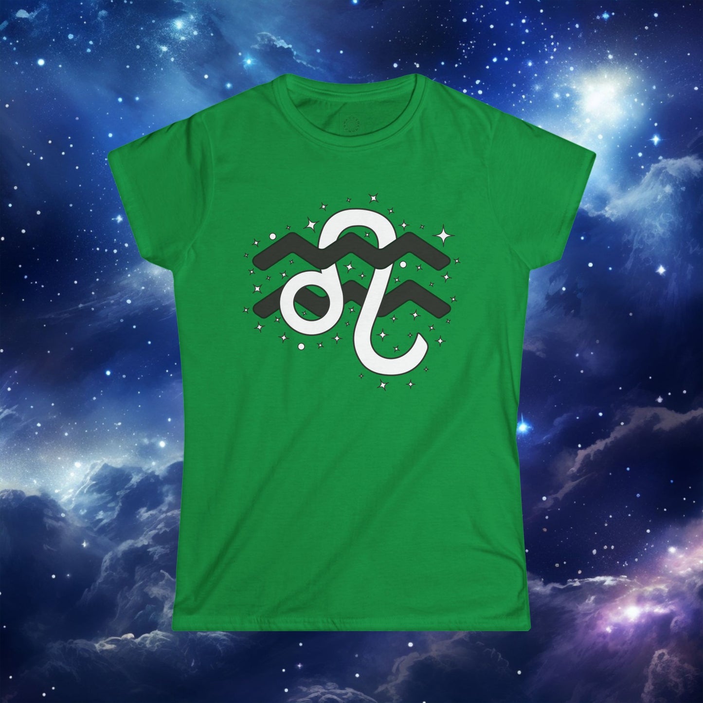 Astrology Zodiac Women's Softstyle Tee Aquarius and Leo with Description on Back