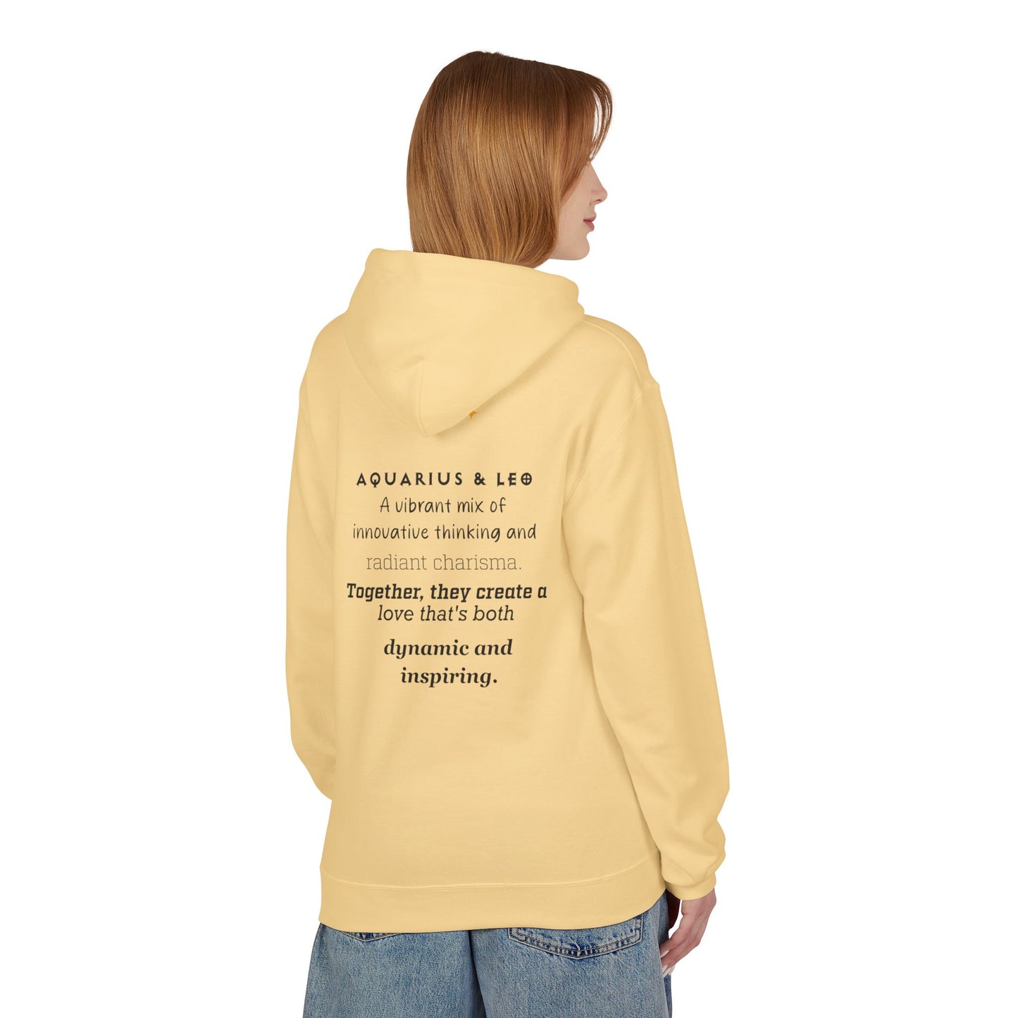 Astrology Zodiac Pairing Hoodie - Aquarius and Leo Love Description
