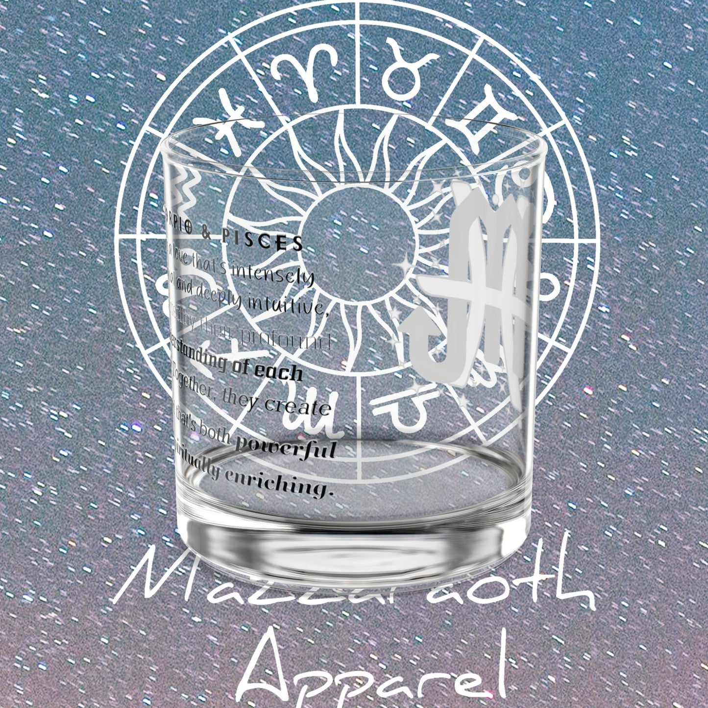 Scorpio Pisces Zodiac Rocks Glass