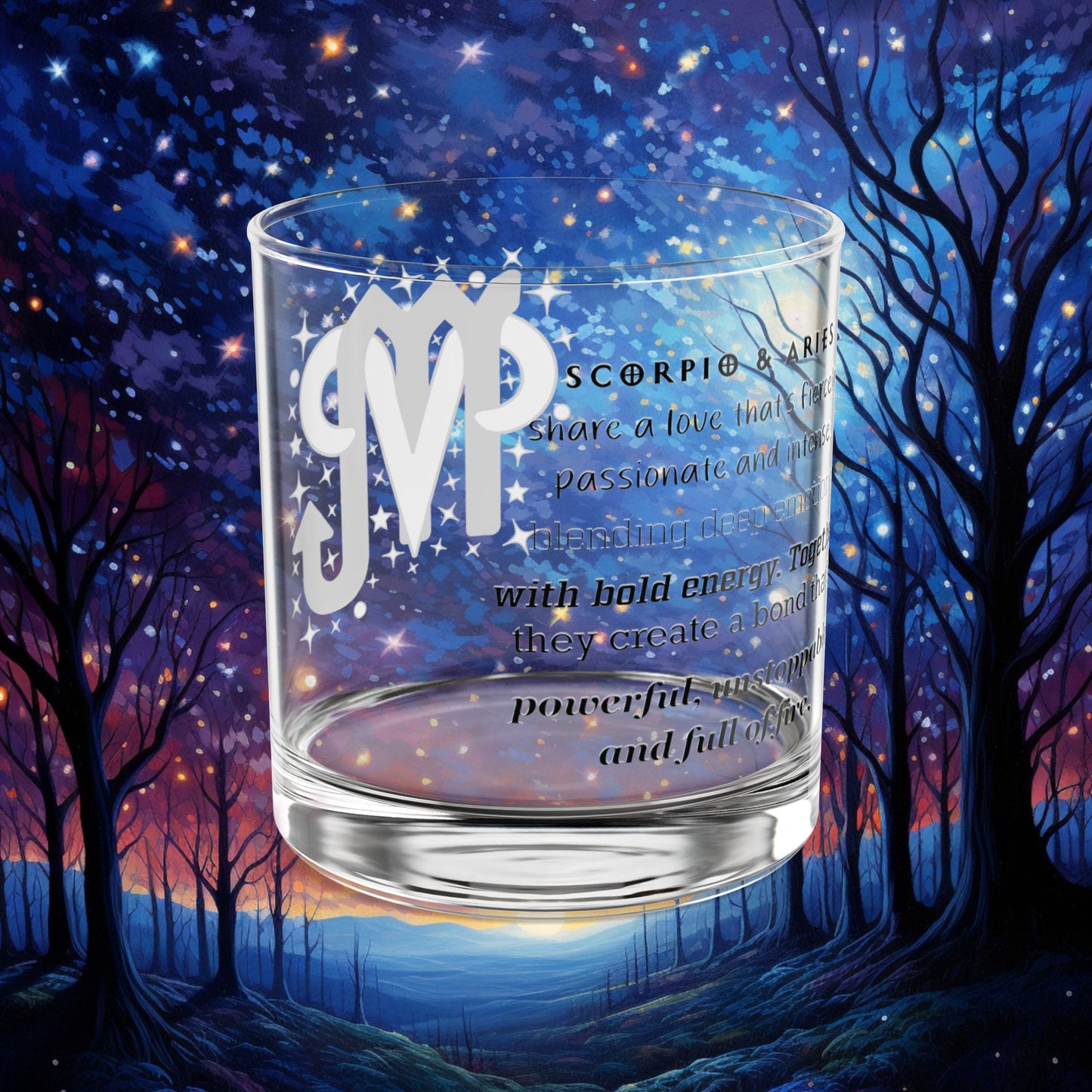 Scorpio Aries Zodiac Rocks Glass