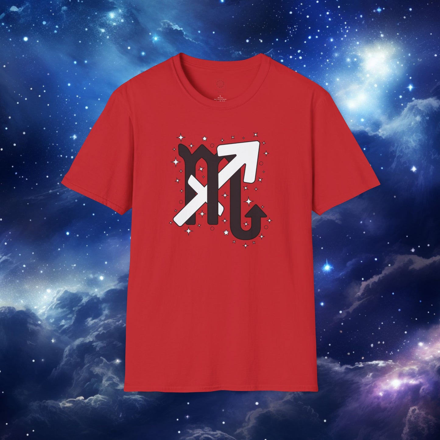 Astrology Zodiac Unisex Softstyle T-Shirt Scorpio and Sagittarius with Love Description