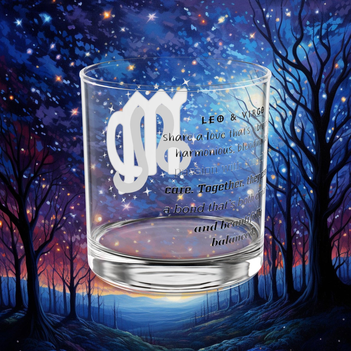 Leo Virgo Zodiac Rocks Glass