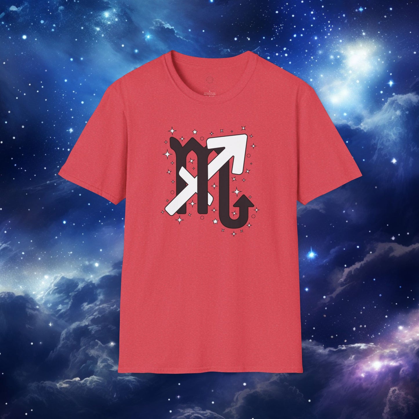 Astrology Zodiac Unisex Softstyle T-Shirt Scorpio and Sagittarius with Love Description