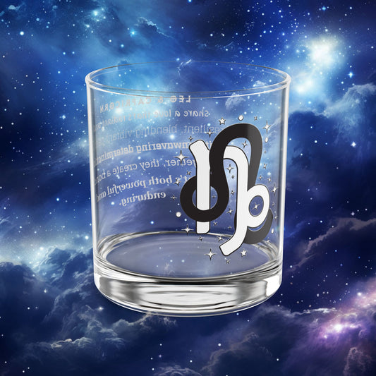 Leo Capricorn Zodiac Rocks Glass