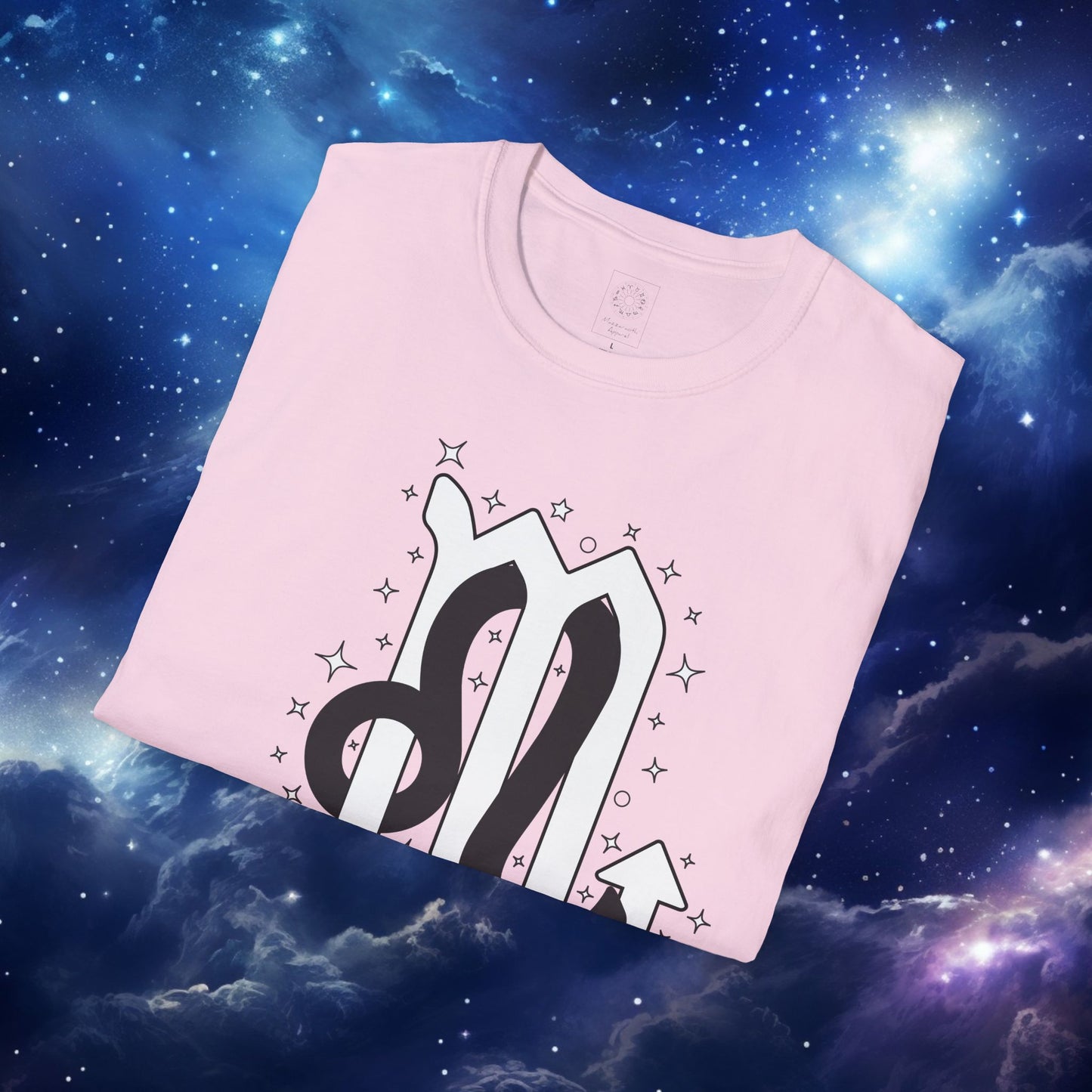 Astrology Zodiac Unisex Softstyle T-Shirt Leo and Scorpio With Love Description On Back