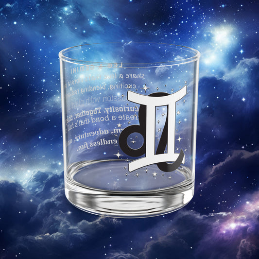 Leo Gemini Zodiac Rocks Glass