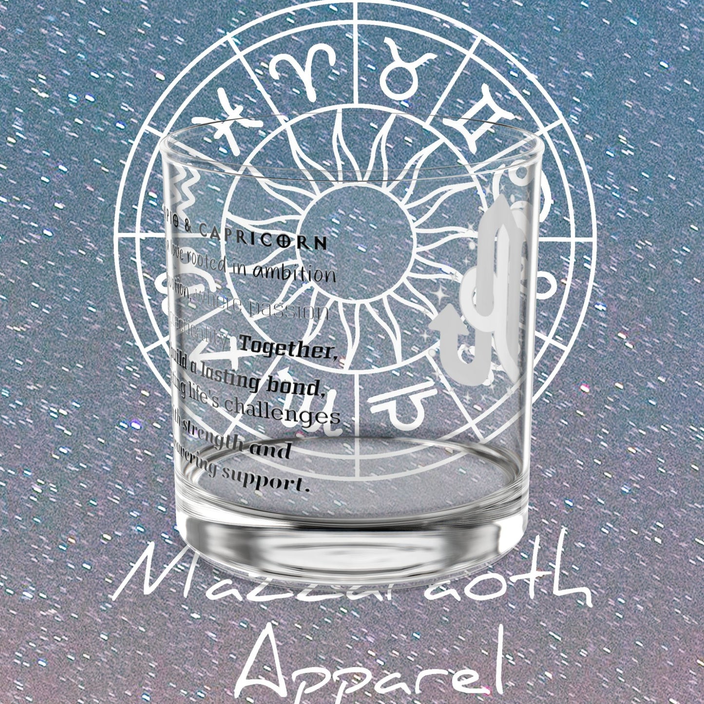 Scorpio Capricorn Zodiac Rocks Glass