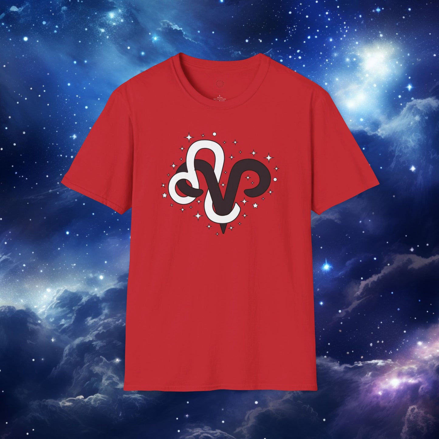 Astrology Zodiac Unisex Softstyle T-Shirt with Aries and Leo Symbols and Love Description