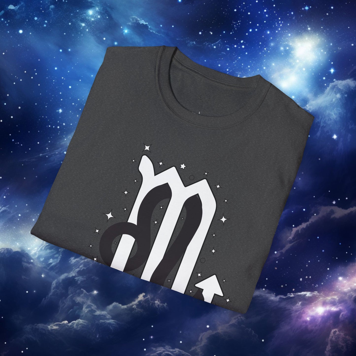 Astrology Zodiac Unisex Softstyle T-Shirt Leo and Scorpio With Love Description On Back