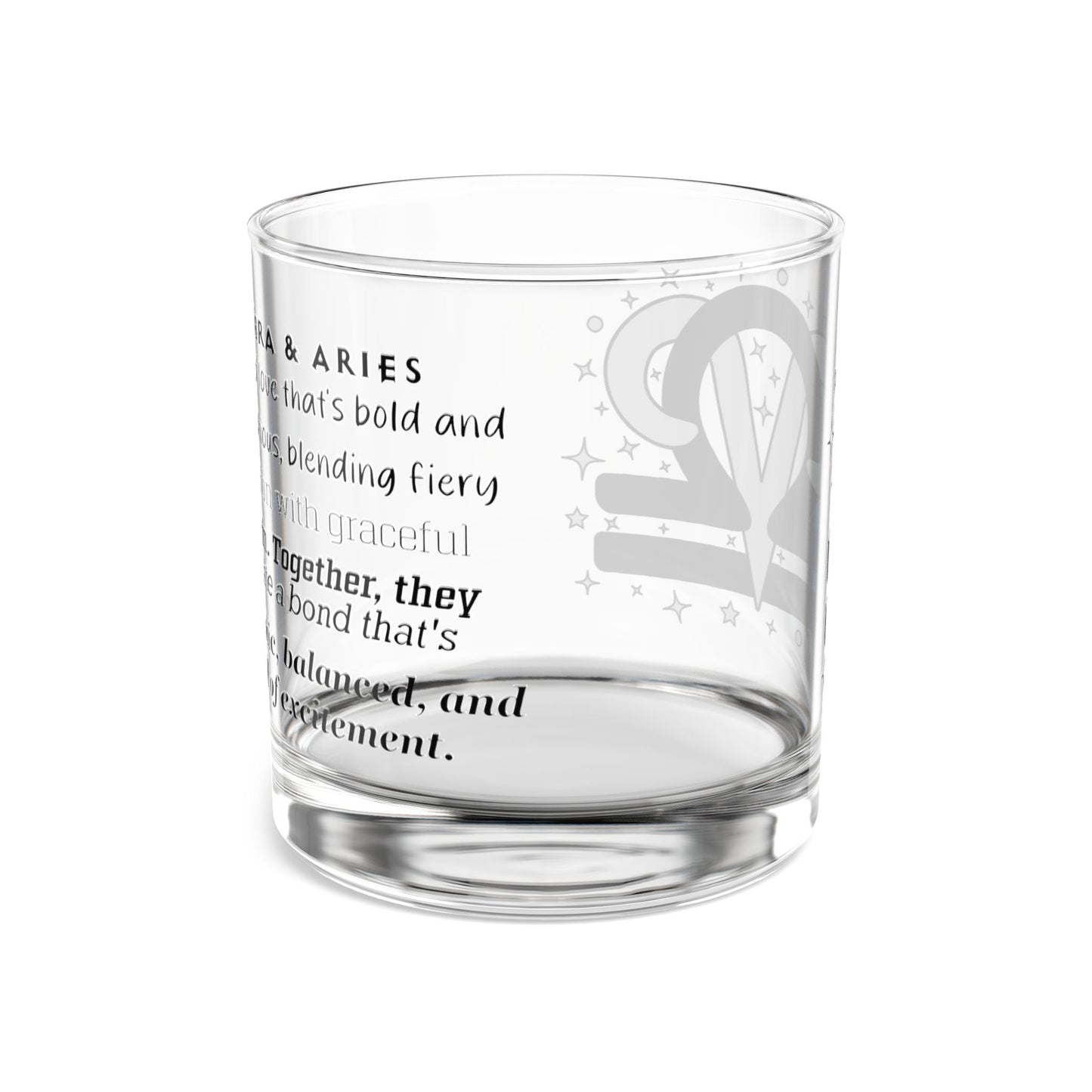 Libra Aries Zodiac Rocks Glass