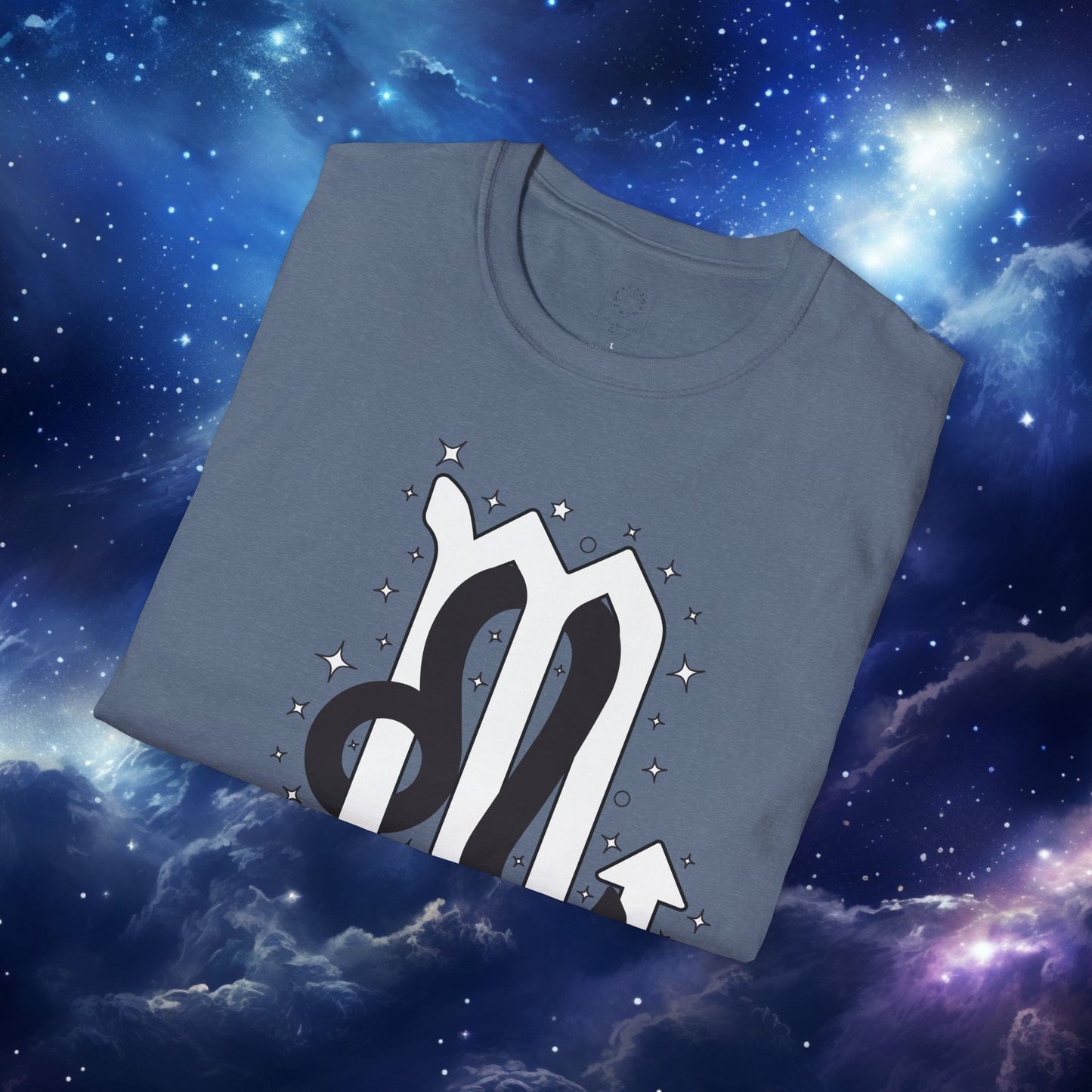 Astrology Zodiac Unisex Softstyle T-Shirt Leo and Scorpio With Love Description On Back