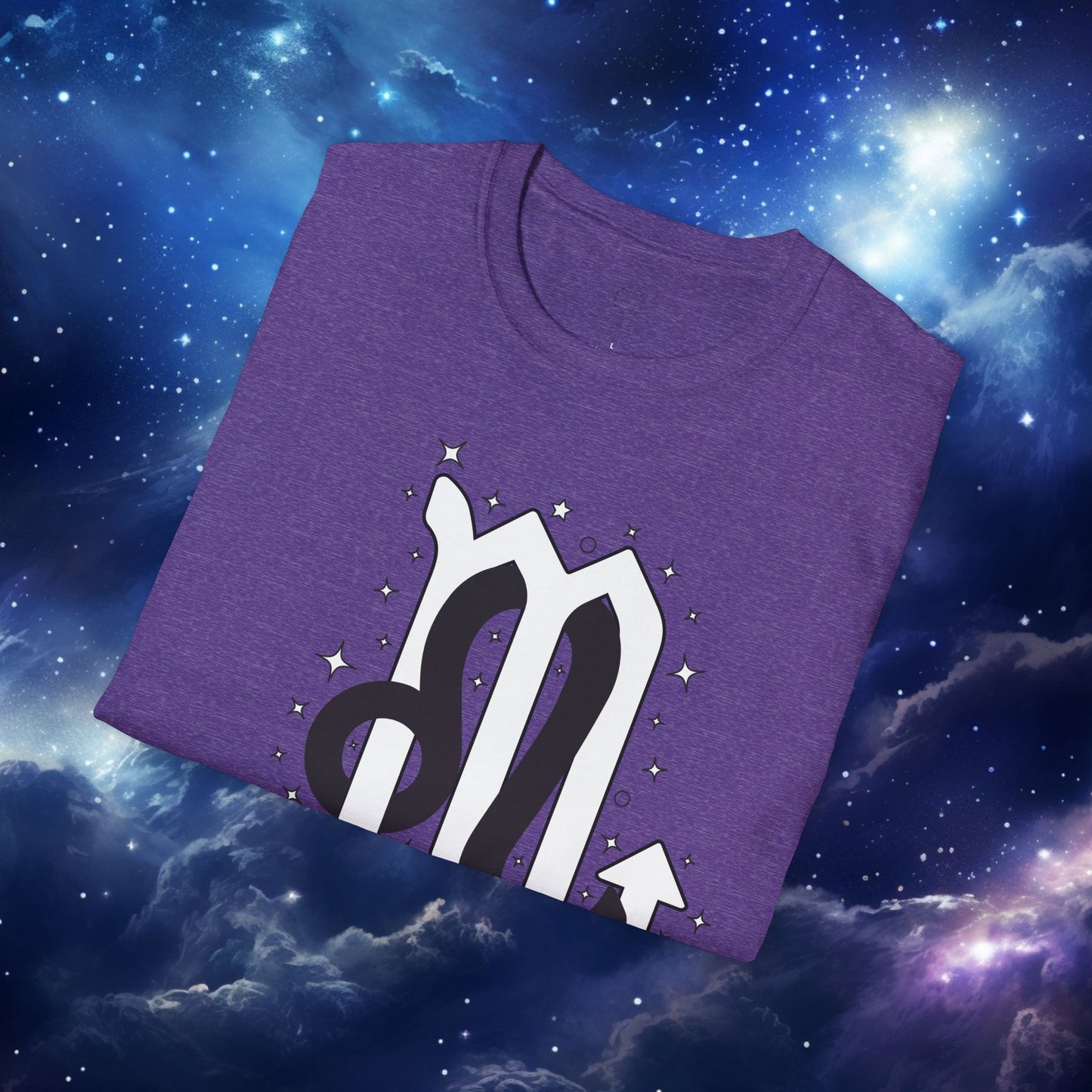 Astrology Zodiac Unisex Softstyle T-Shirt Leo and Scorpio With Love Description On Back