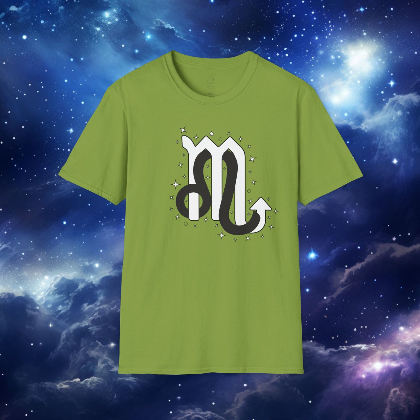 Astrology Zodiac Unisex Softstyle T-Shirt Leo and Scorpio With Love Description On Back