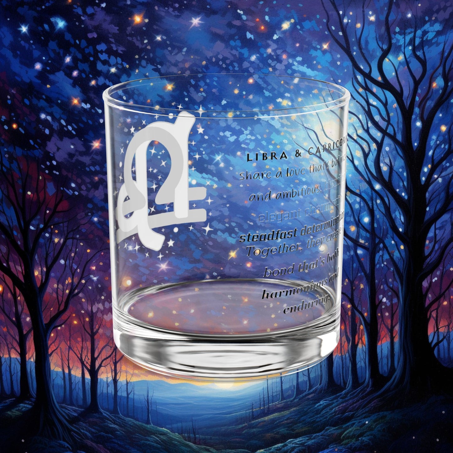Libra Capricorn Zodiac Rocks Glass