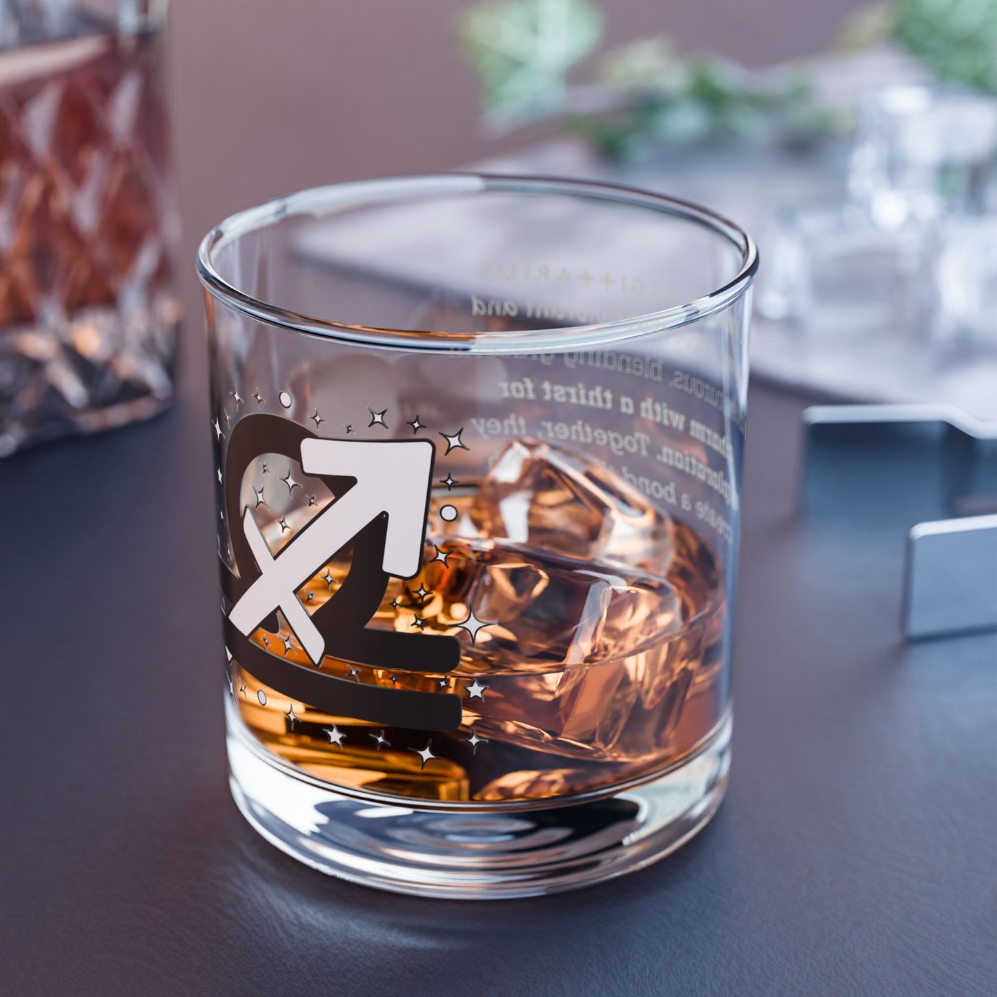 Libra Sagittarius Zodiac Rocks Glass