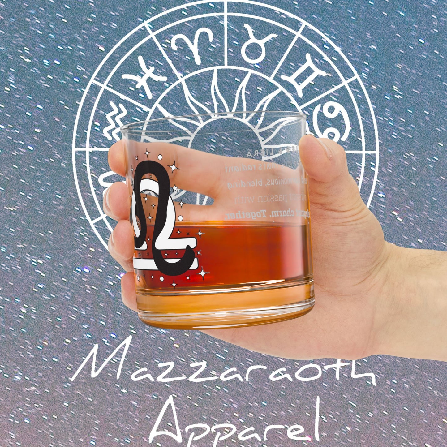 Leo Libra Zodiac Rocks Glass