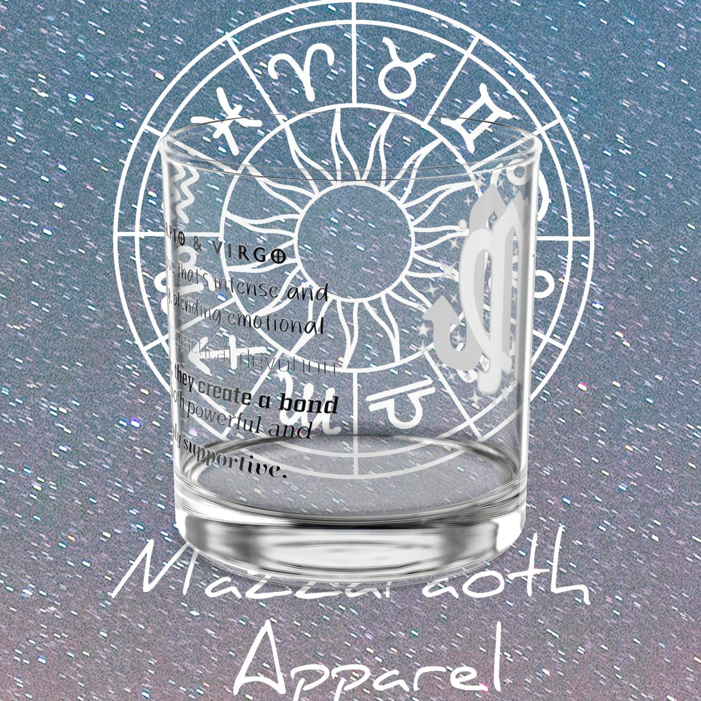 Scorpio Virgo Zodiac Rocks Glass