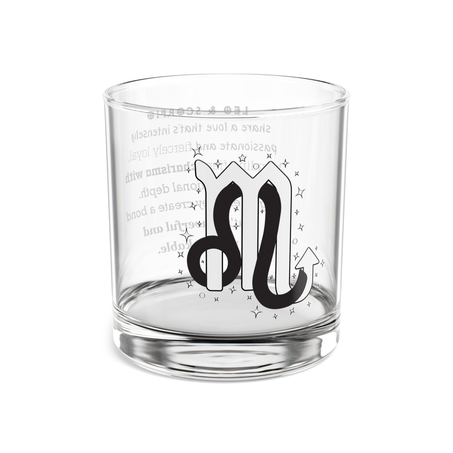 Leo and Scorpio Rocks Glass, 10oz with Love Description