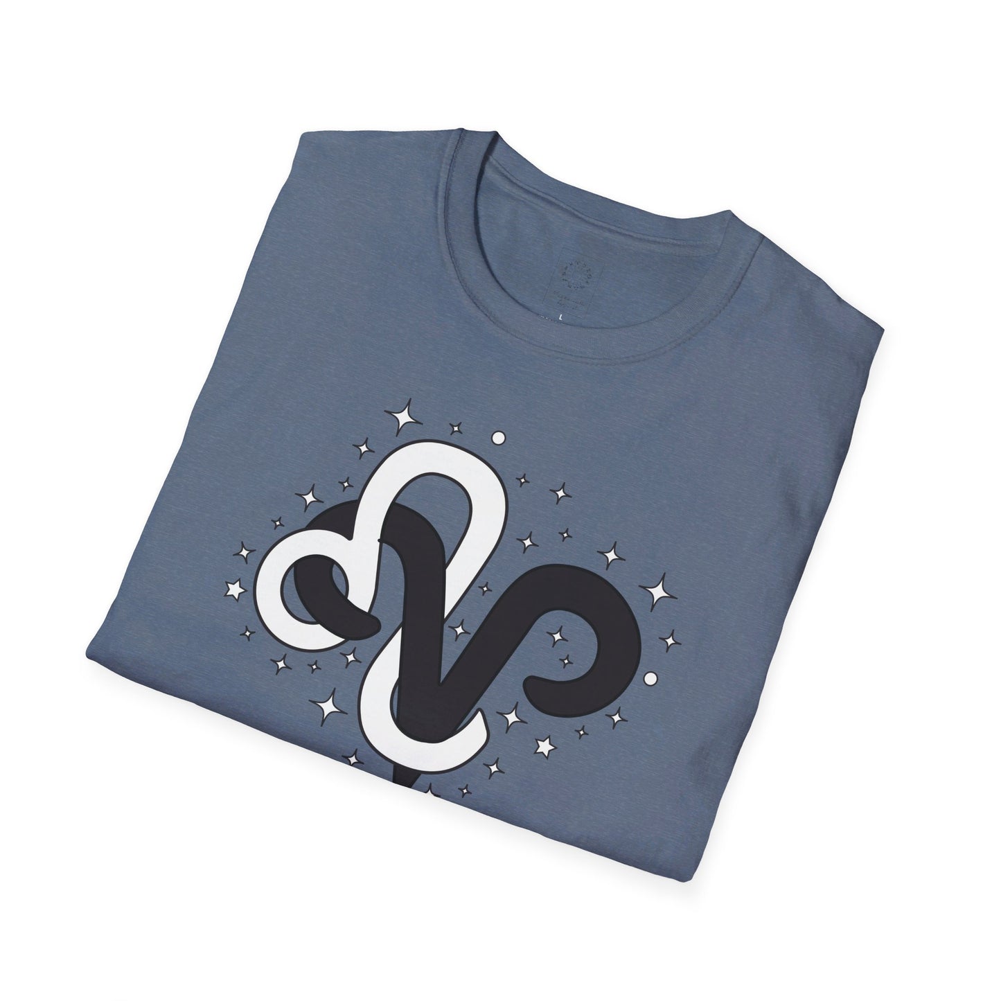 Astrology Zodiac Unisex Softstyle T-Shirt with Aries and Leo Symbols and Love Description