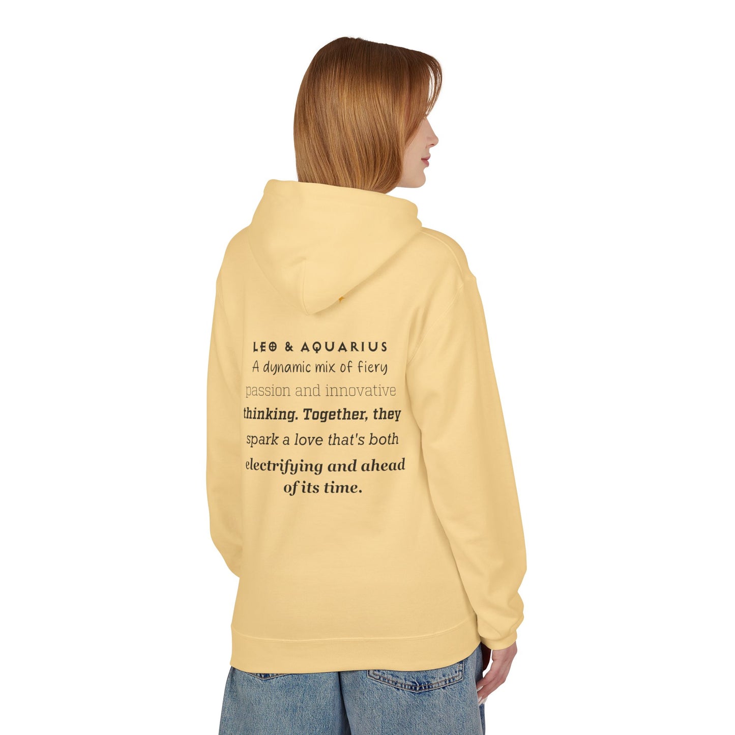 Astrology Zodiac Pairing Hoodie - Leo and Aquarius Love Description