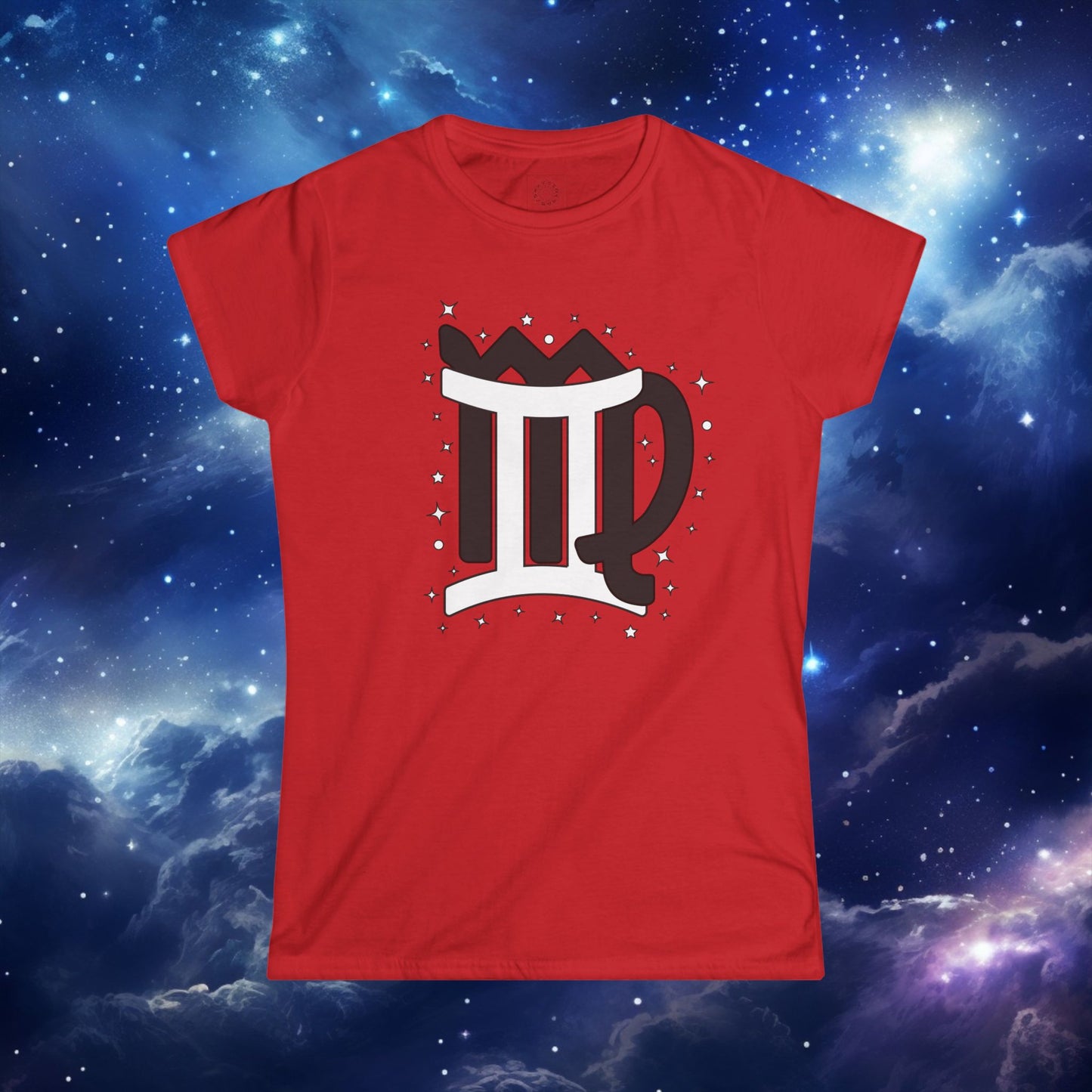 Astrology Zodiac Women's Softstyle Tee with Virgo and Gemini Symbols and Love Description