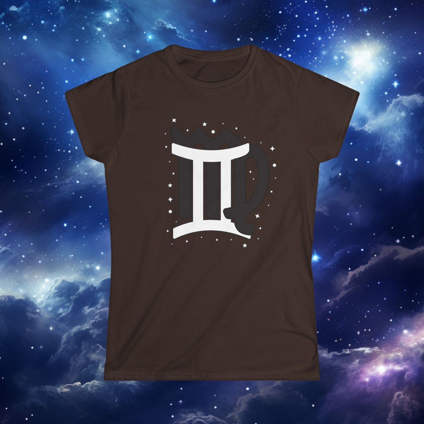 Astrology Zodiac Women's Softstyle Tee with Virgo and Gemini Symbols and Love Description