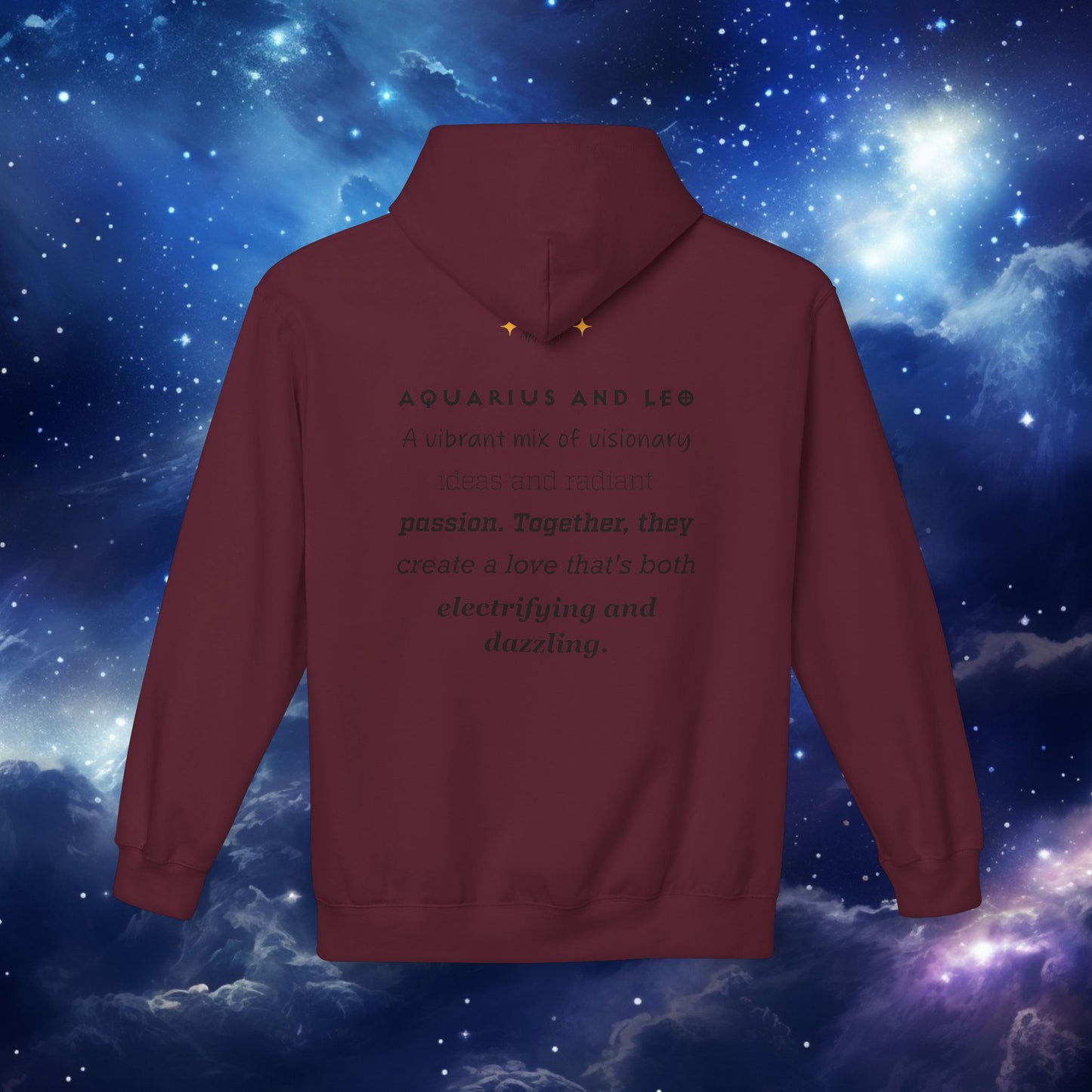 Astrology Zodiac Pairing Hoodie - Aquarius and Leo Love Description