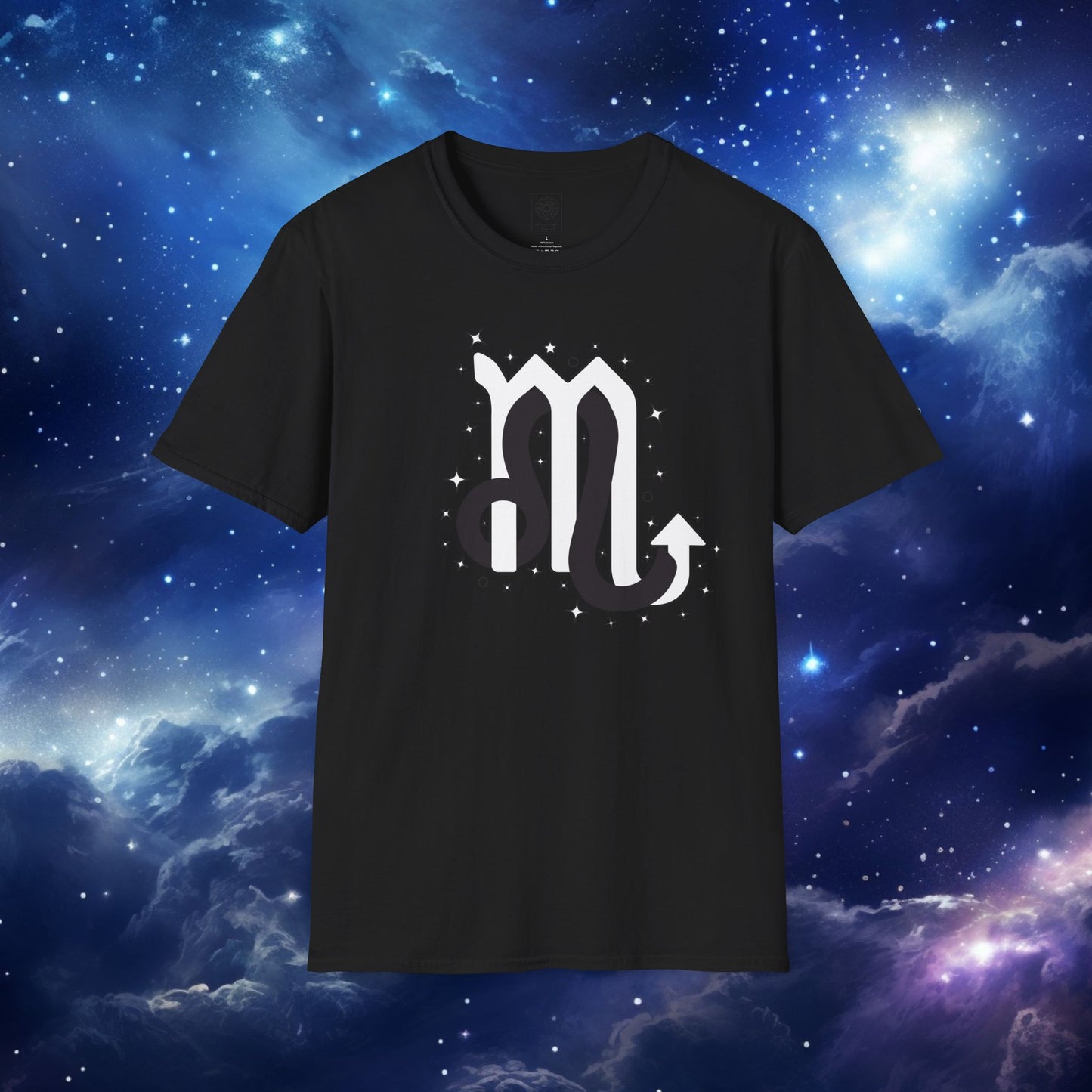 Astrology Zodiac Unisex Softstyle T-Shirt Leo and Scorpio With Love Description On Back