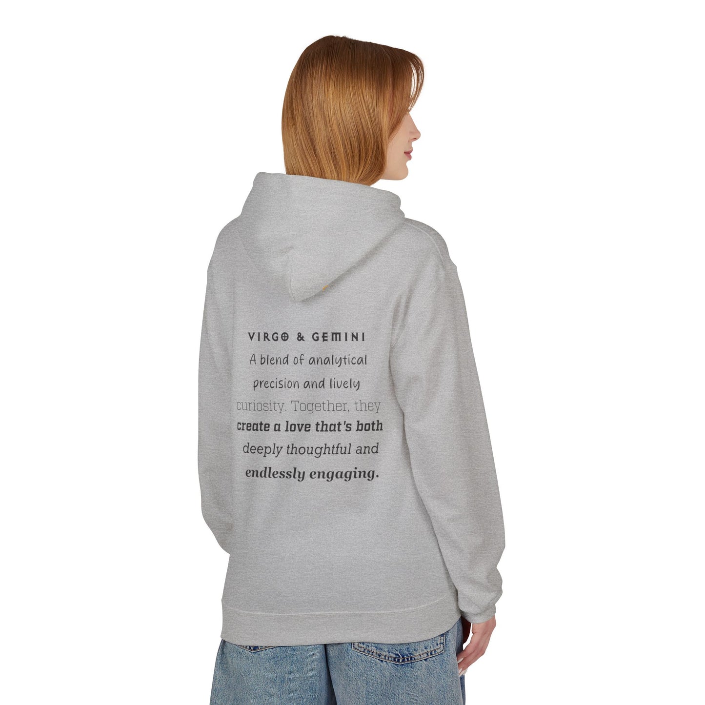 Women's Virgo and Gemini Astrology Zodiac Intertwine Hoodie with Love Description