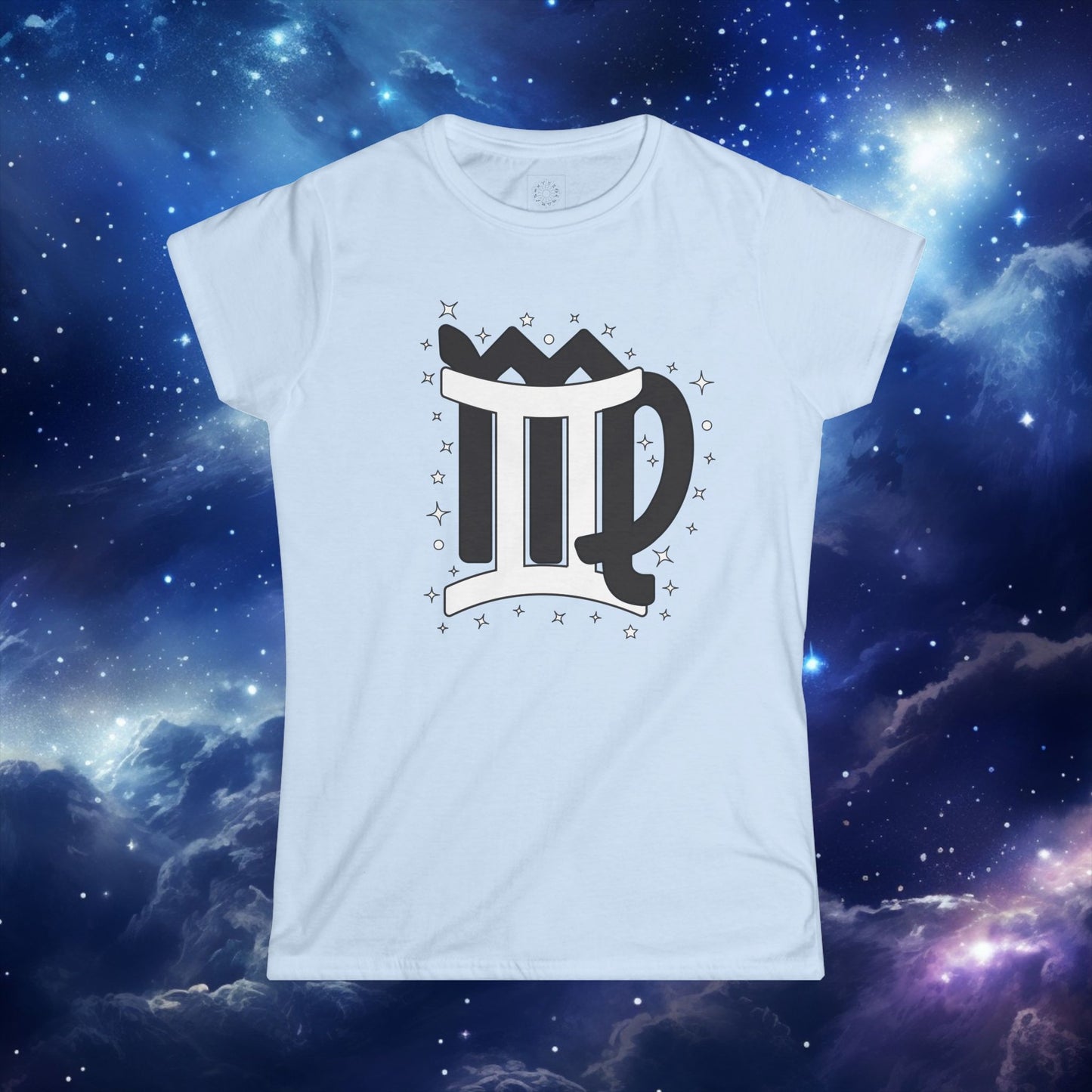 Astrology Zodiac Women's Softstyle Tee with Virgo and Gemini Symbols and Love Description
