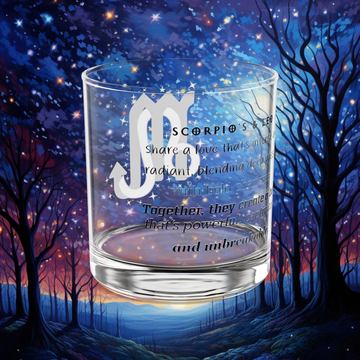 Scorpio Leo Zodiac Rocks Glass