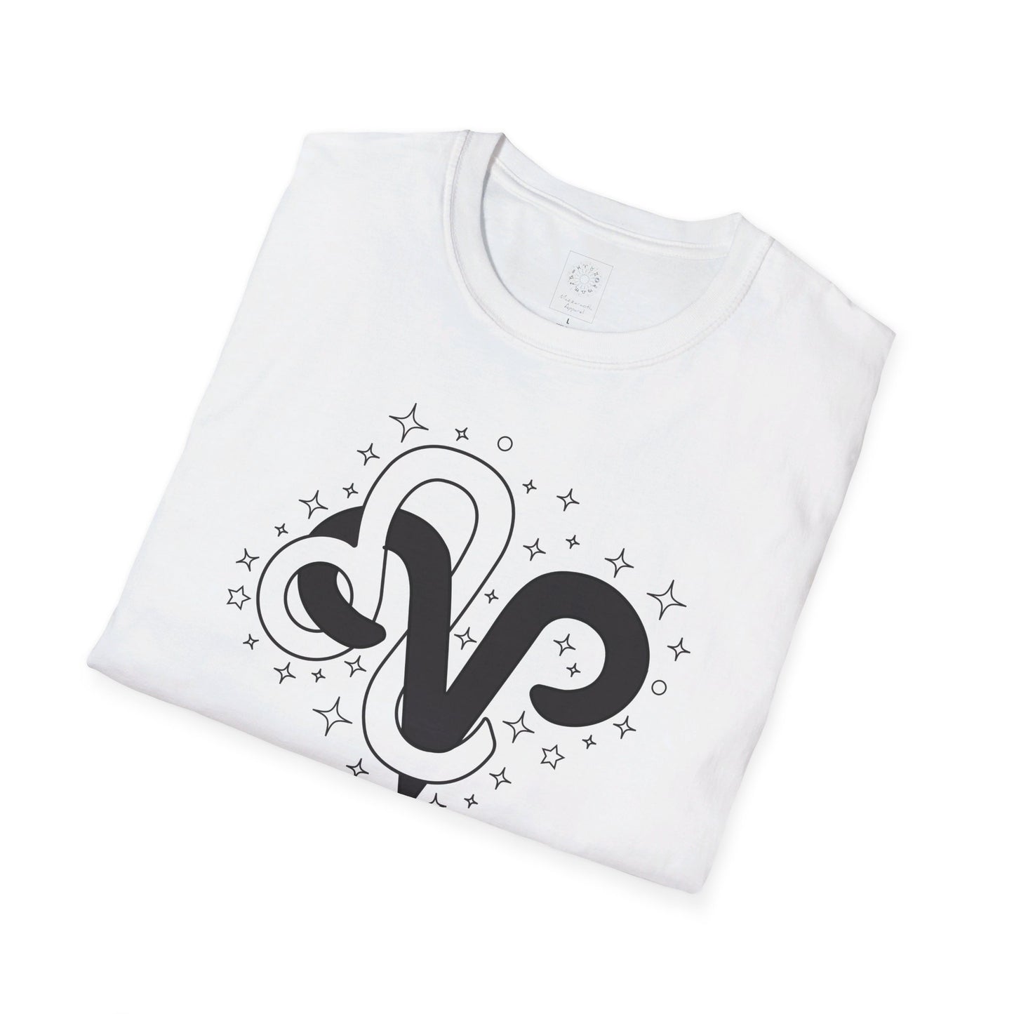 Astrology Zodiac Unisex Softstyle T-Shirt with Aries and Leo Symbols and Love Description