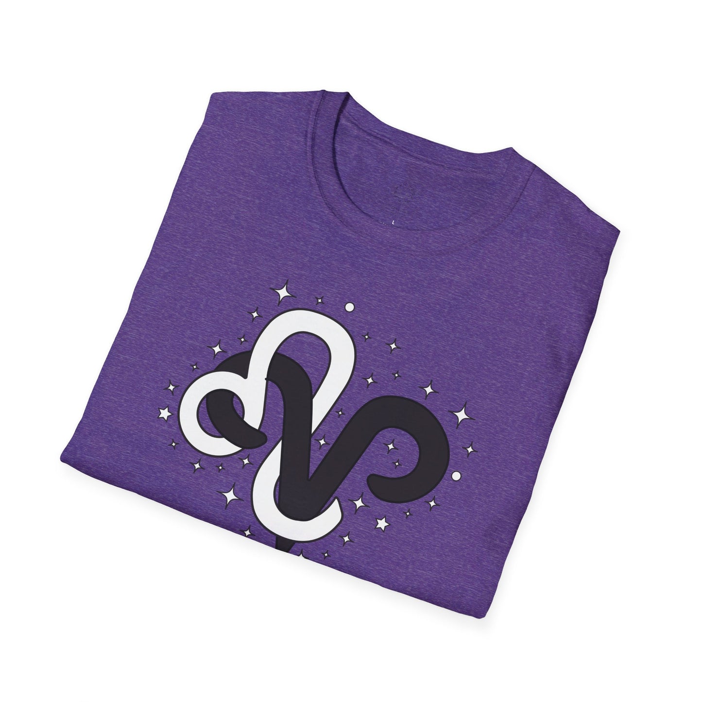 Astrology Zodiac Unisex Softstyle T-Shirt with Aries and Leo Symbols and Love Description