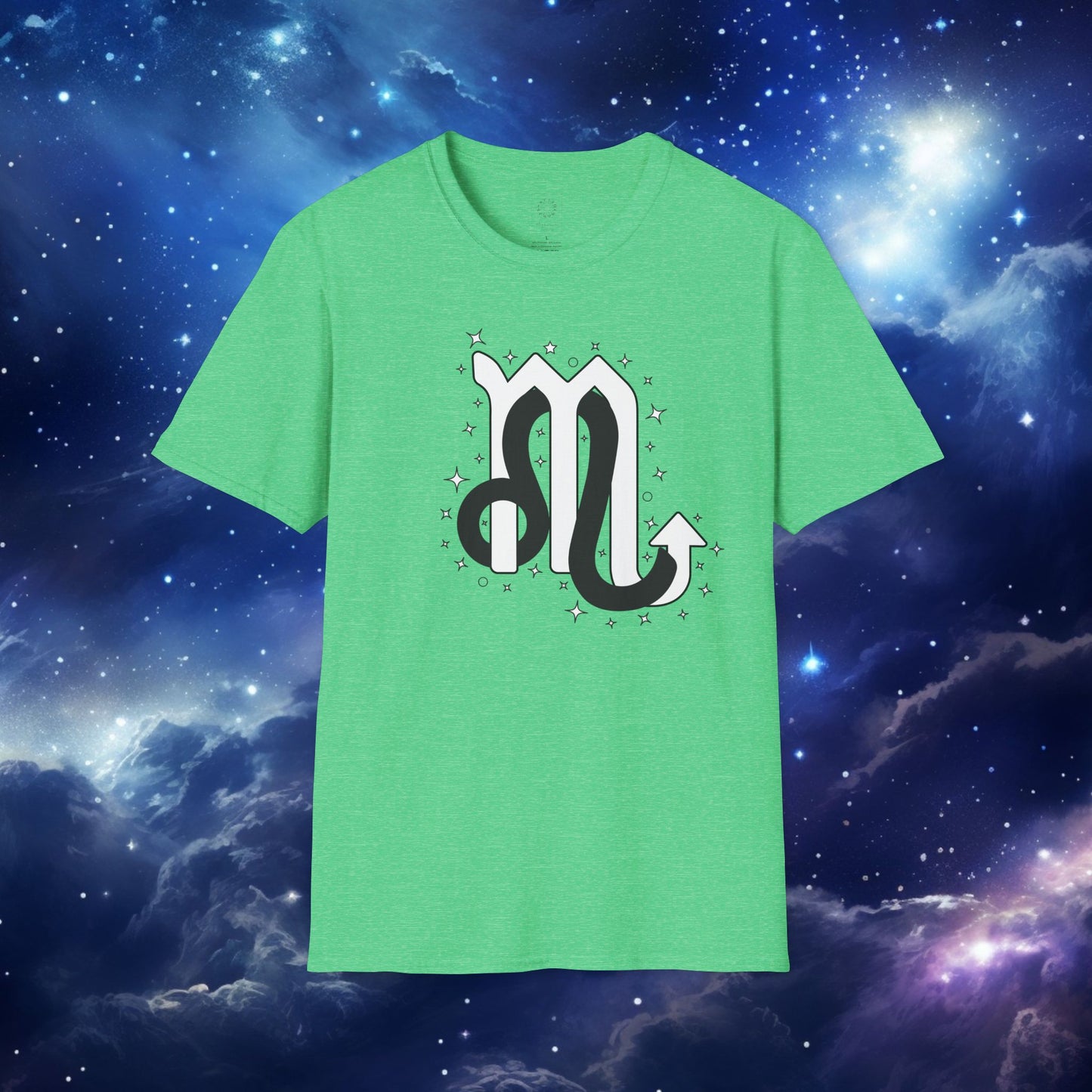 Astrology Zodiac Unisex Softstyle T-Shirt Leo and Scorpio With Love Description On Back