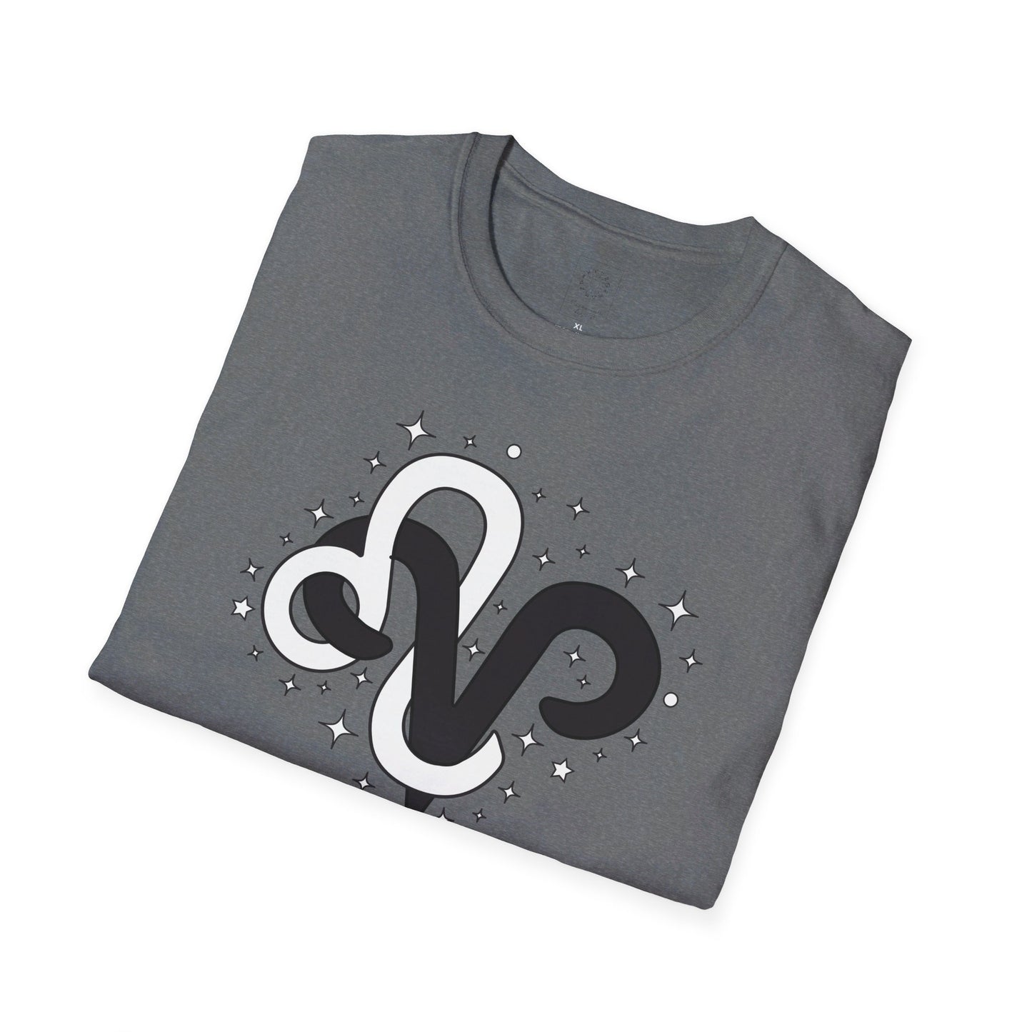 Astrology Zodiac Unisex Softstyle T-Shirt with Aries and Leo Symbols and Love Description