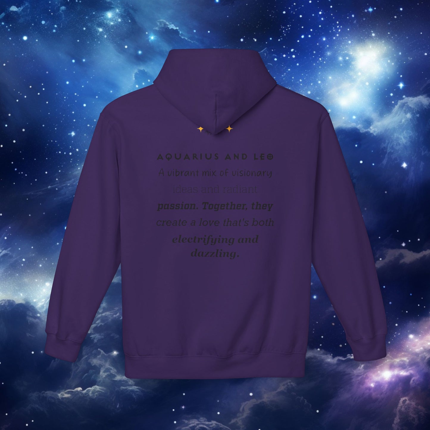 Astrology Zodiac Pairing Hoodie - Aquarius and Leo Love Description