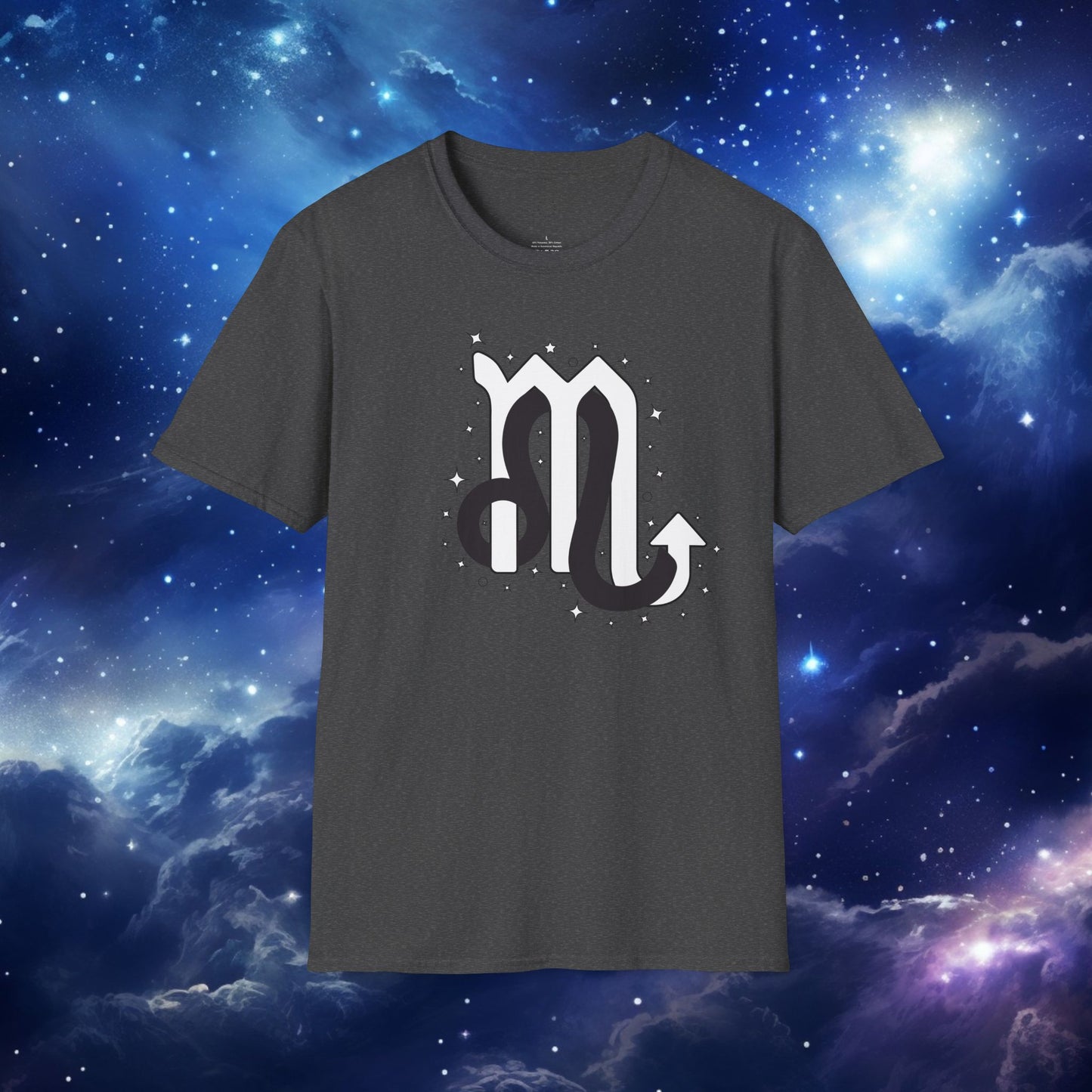 Astrology Zodiac Unisex Softstyle T-Shirt Leo and Scorpio With Love Description On Back