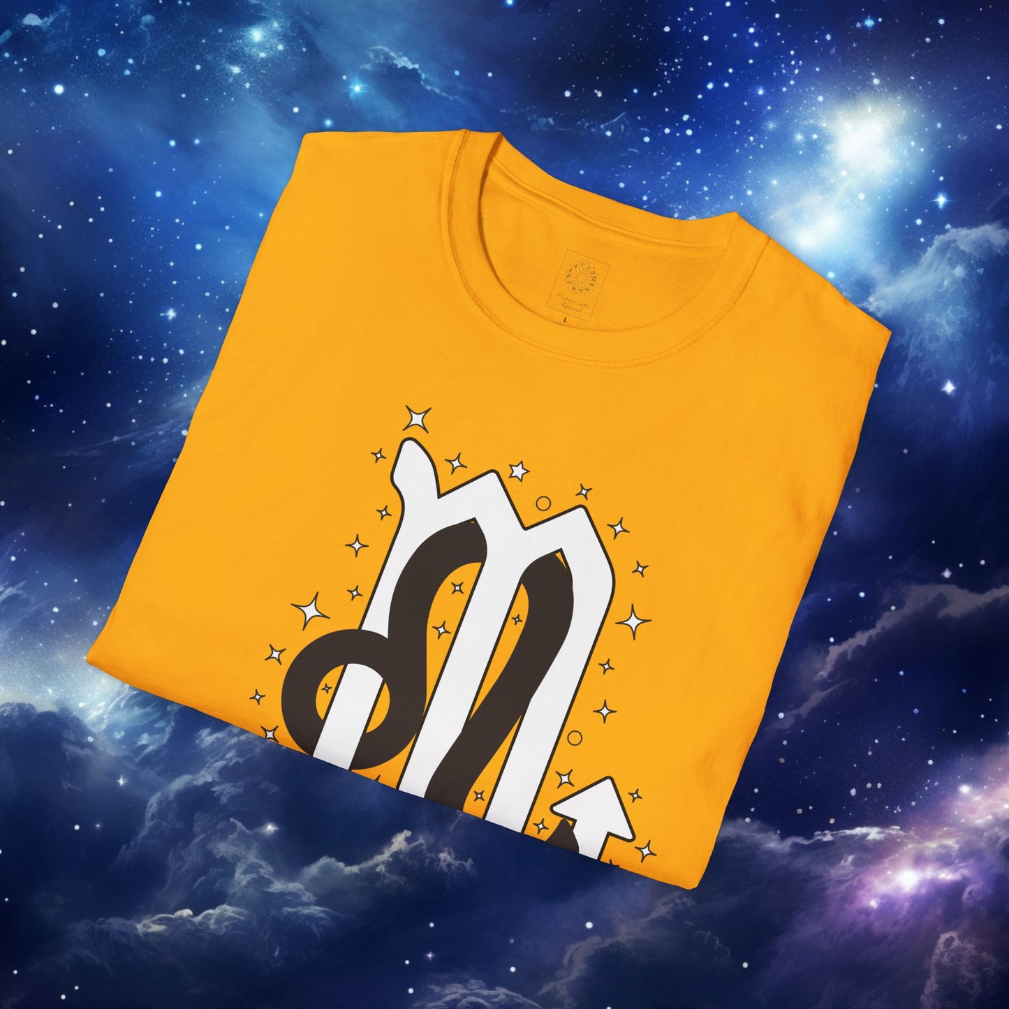 Astrology Zodiac Unisex Softstyle T-Shirt Leo and Scorpio With Love Description On Back