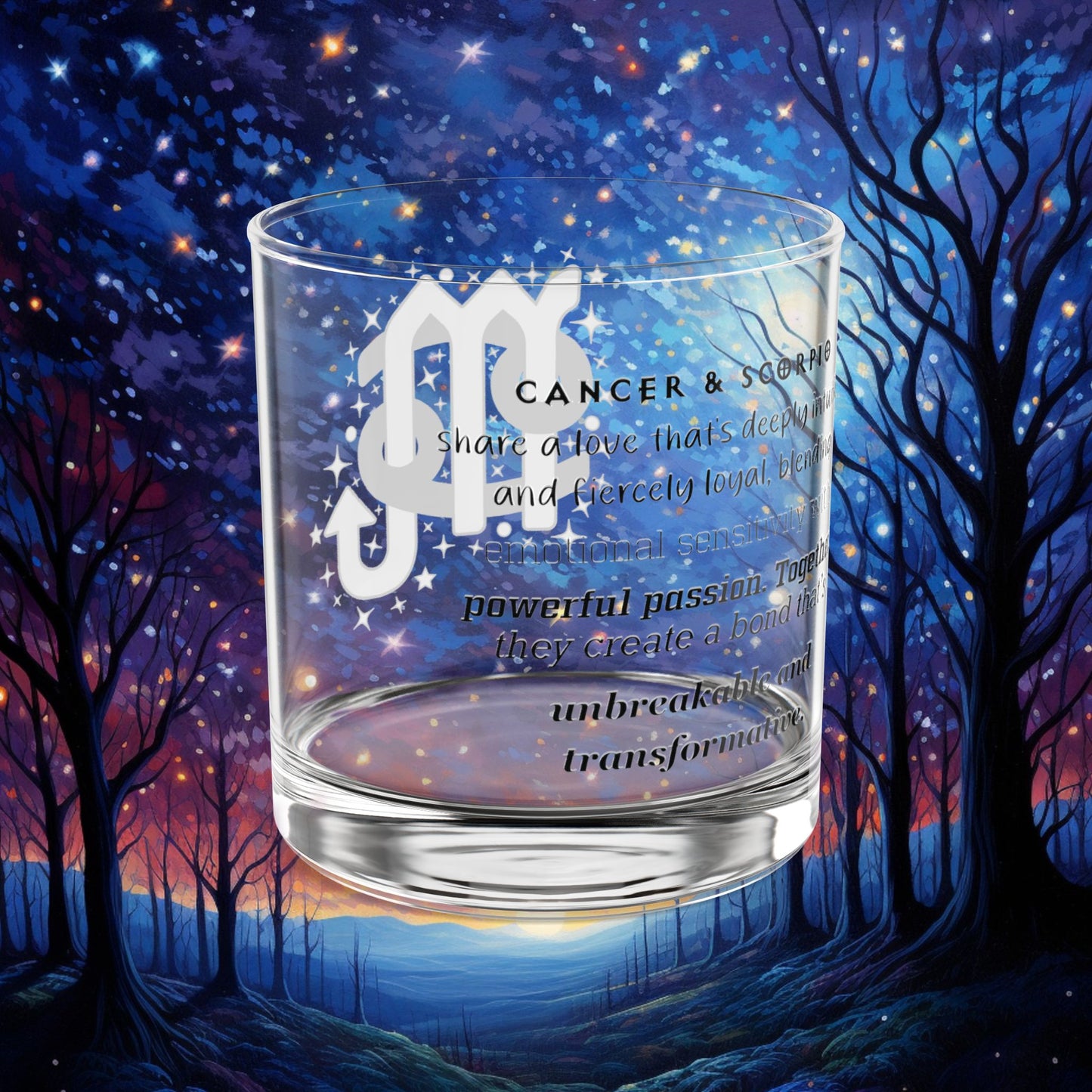 Cancer Scorpio Zodiac Rocks Glass