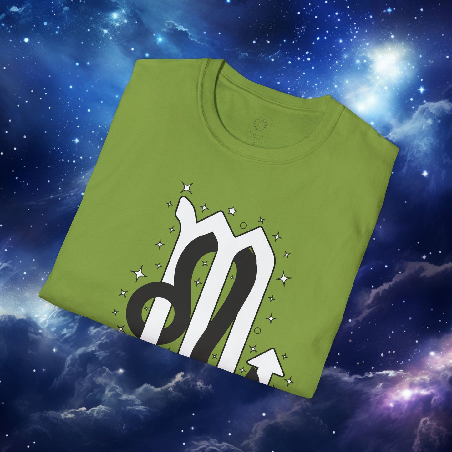 Astrology Zodiac Unisex Softstyle T-Shirt Leo and Scorpio With Love Description On Back