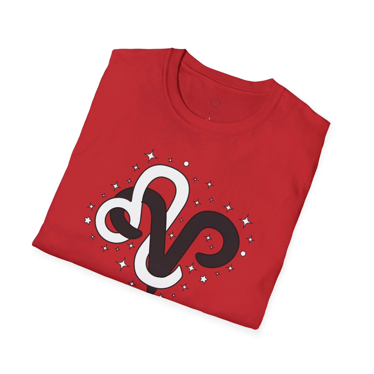 Astrology Zodiac Unisex Softstyle T-Shirt with Aries and Leo Symbols and Love Description