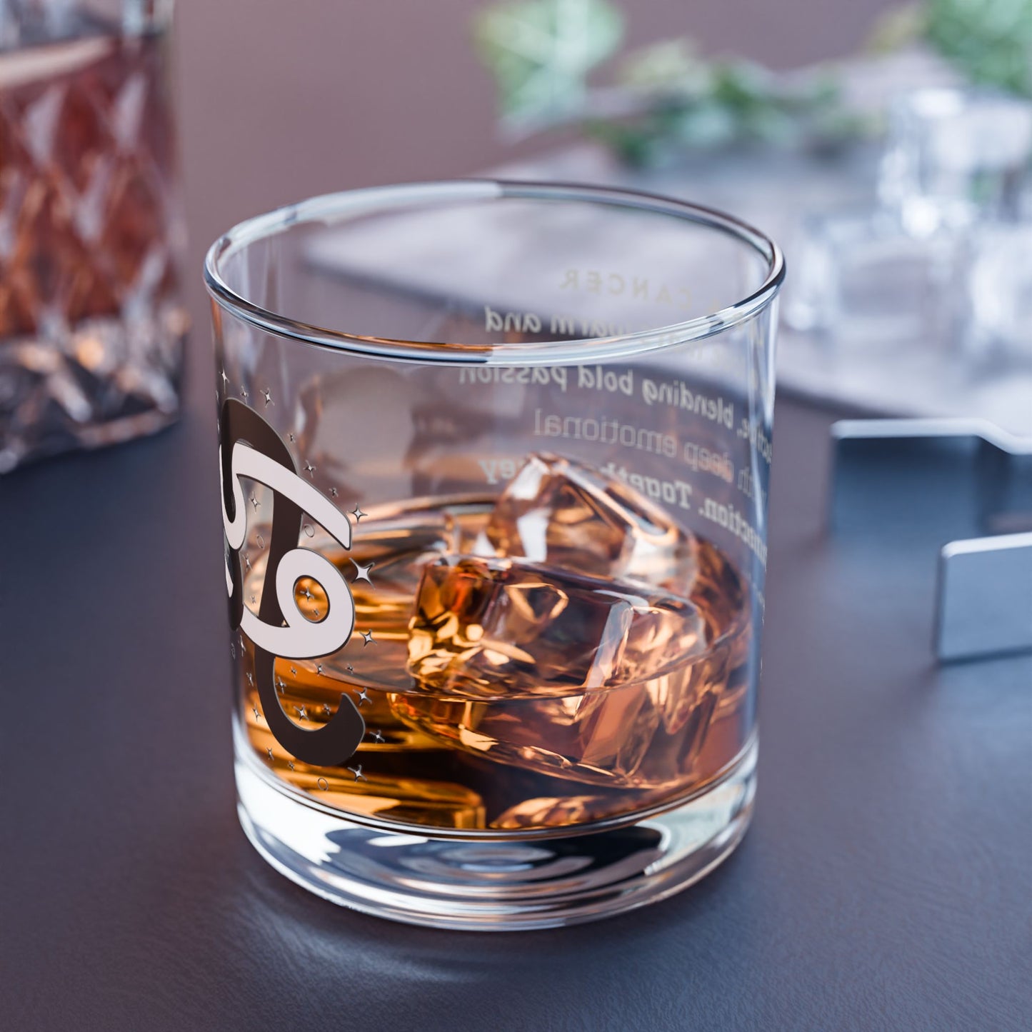 Leo Cancer Zodiac Rocks Glass