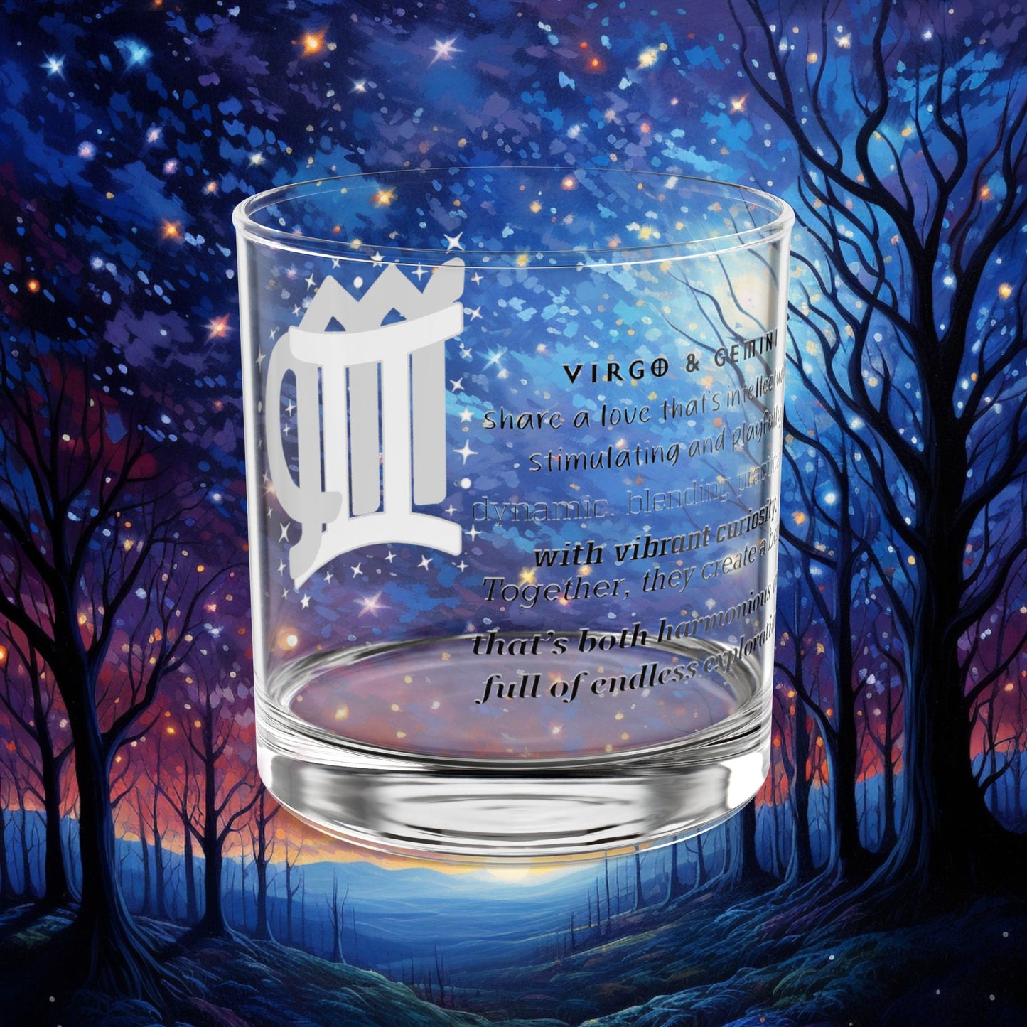 Virgo Gemini Zodiac Rocks Glass